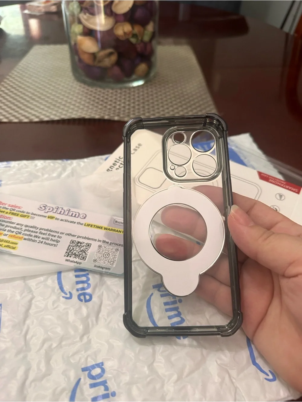 iPhone 14 Pro Clear Magnetic Protective Phone Case with Silver Ring